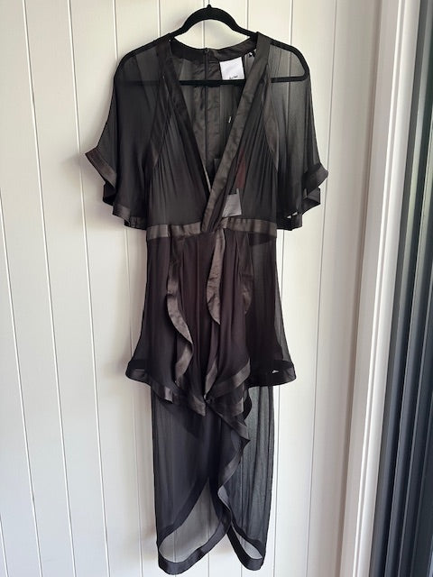 Acler Black Ruffled Sleson Dress