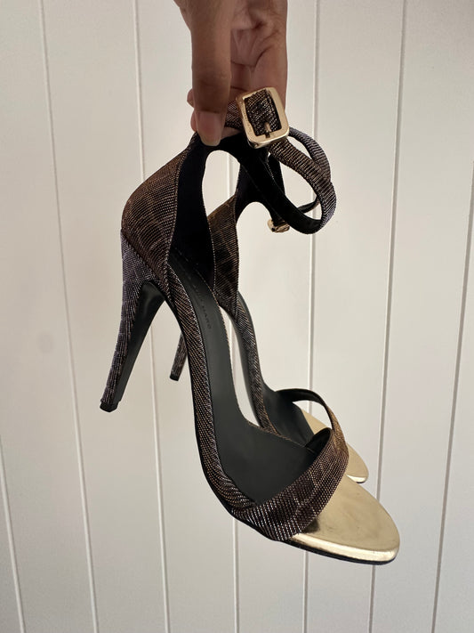 Camilla and Marc Black Gold Croc Heels
